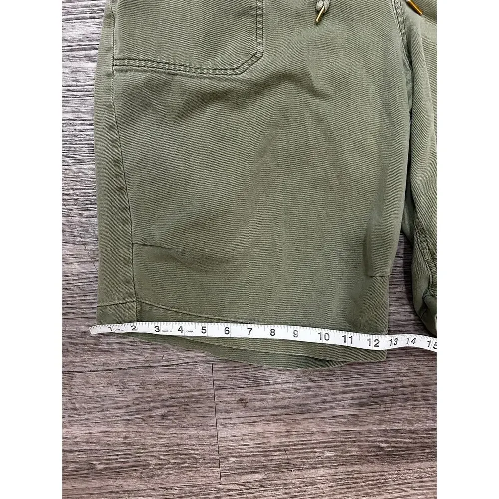 By Anthropologie Womens S Green Utility Shorts Elastic Waist Drawstring Pockets